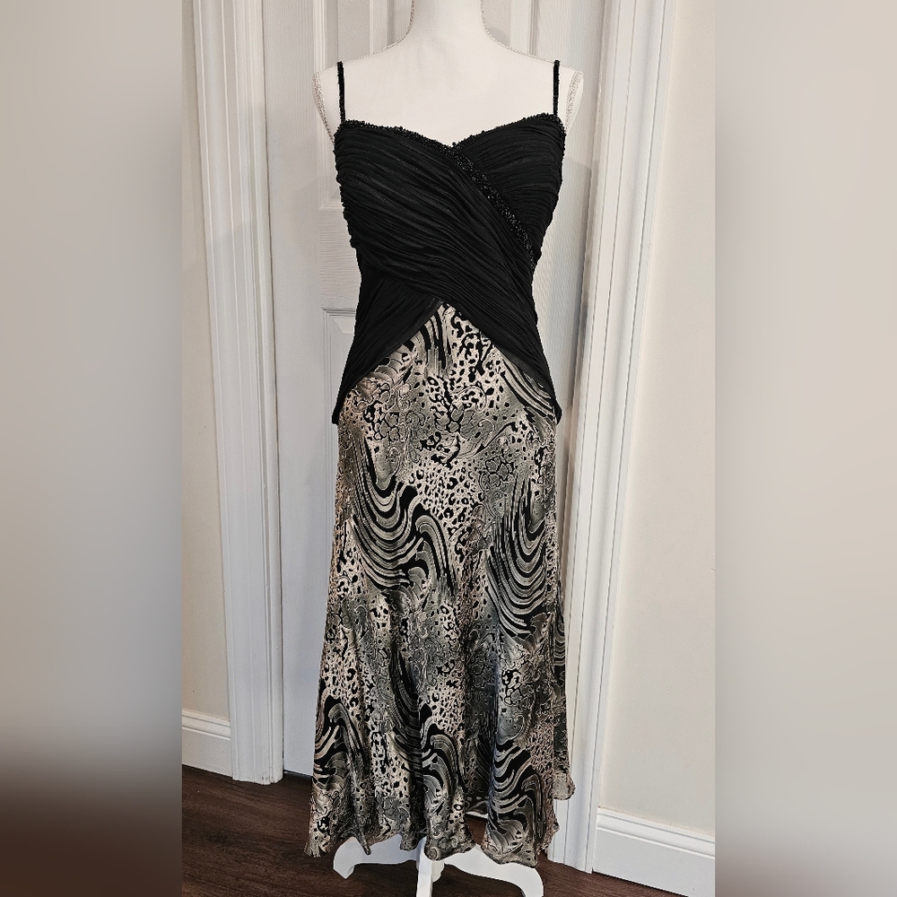 Elegant Black and Tan Women's Dress Size 16